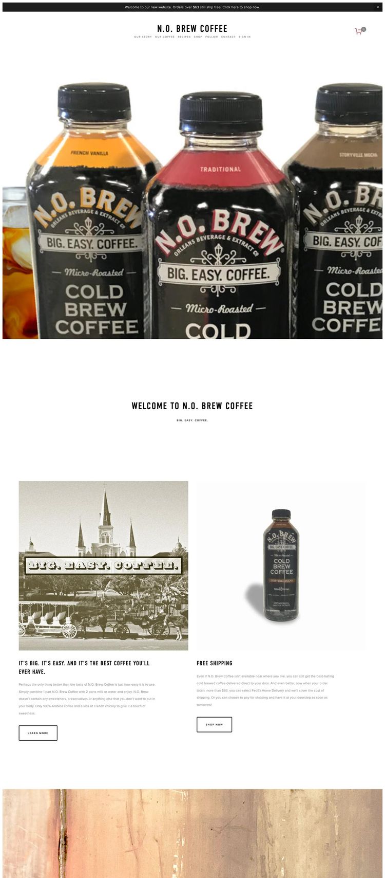 Screenshot 2 of N.O. Brew Coffee (Example Squarespace Coffee Shop/Café Website)