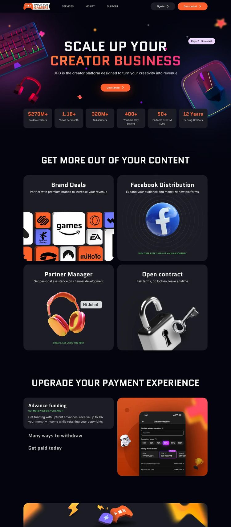 Screenshot 2 of UFG (Example Framer Gaming and Interactive Website)