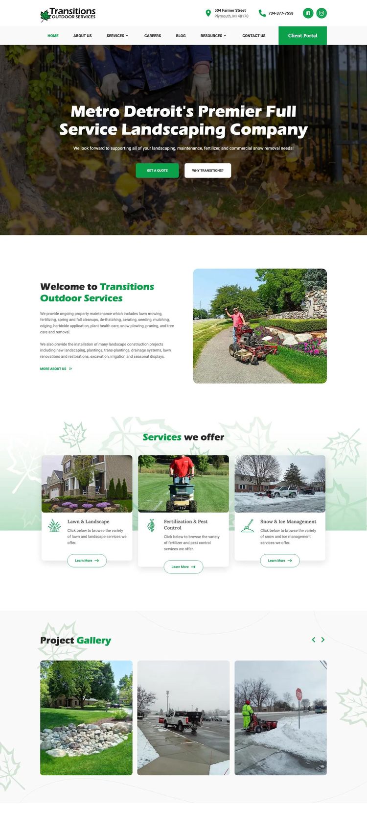 Screenshot 2 of Transitions Outdoor Services (Example undefined Lawn Care Website)