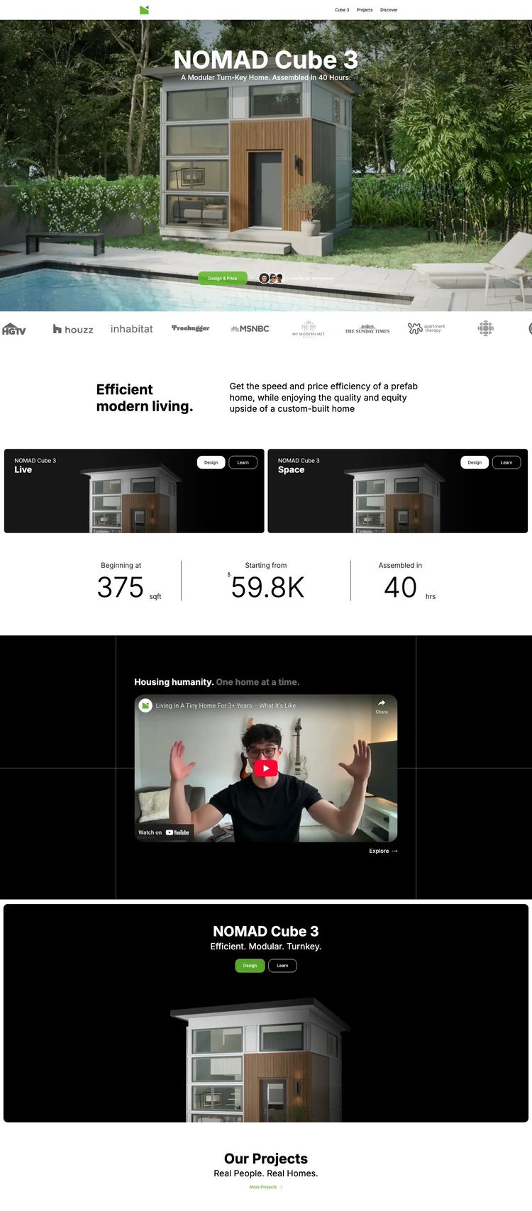 Screenshot 2 of NOMAD Micro Homes (Example Webflow Construction Website)