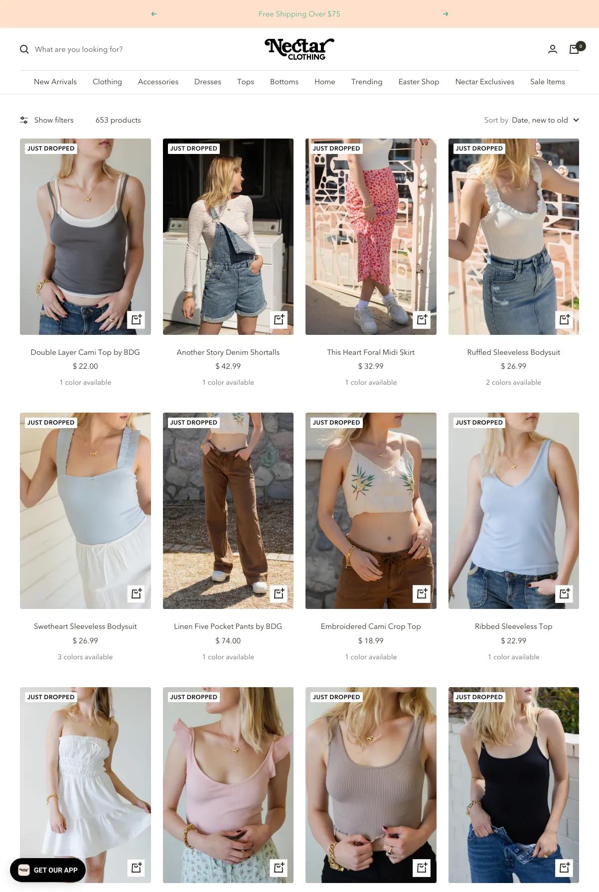 Screenshot 2 of Nectar Clothing (Example Shopify Clothing Website)