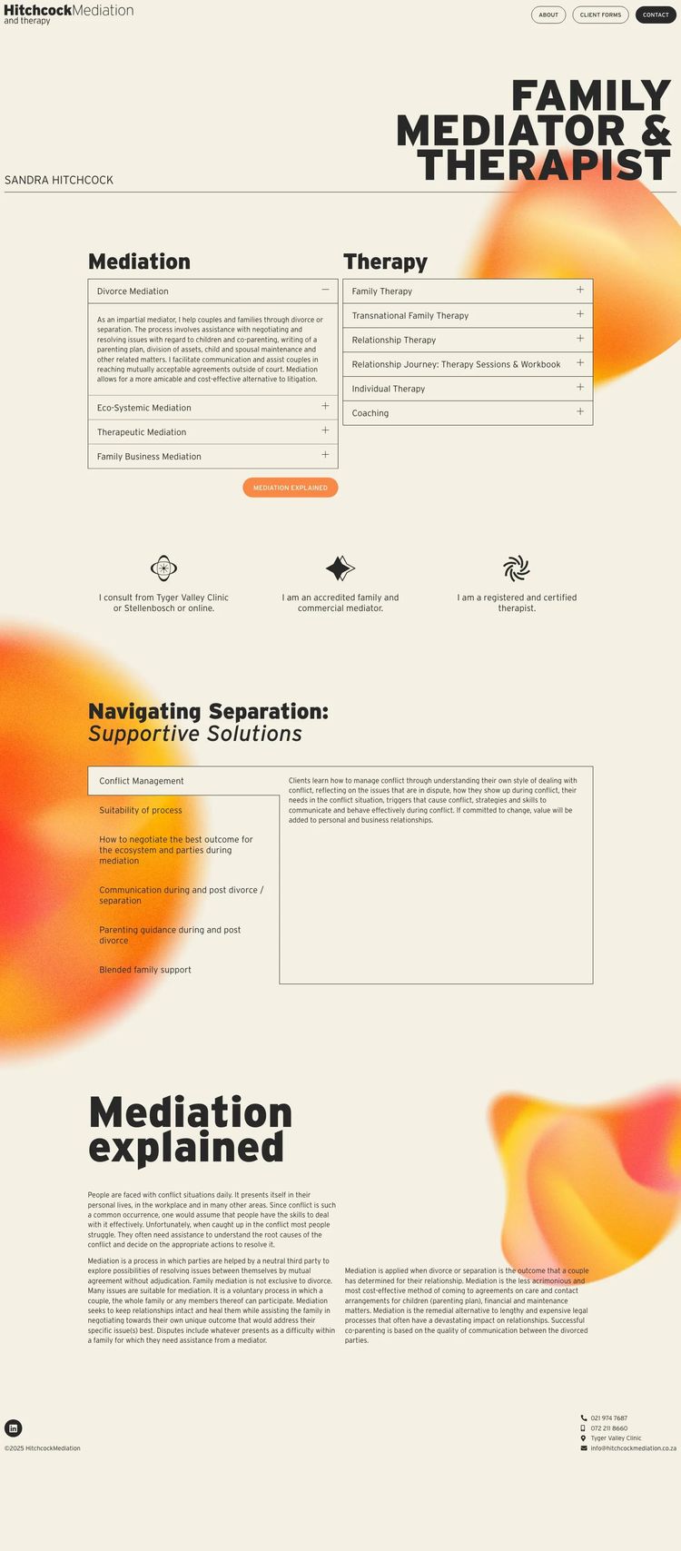 Screenshot 2 of Sandra Hitchcock (Example WordPress Therapist Website)