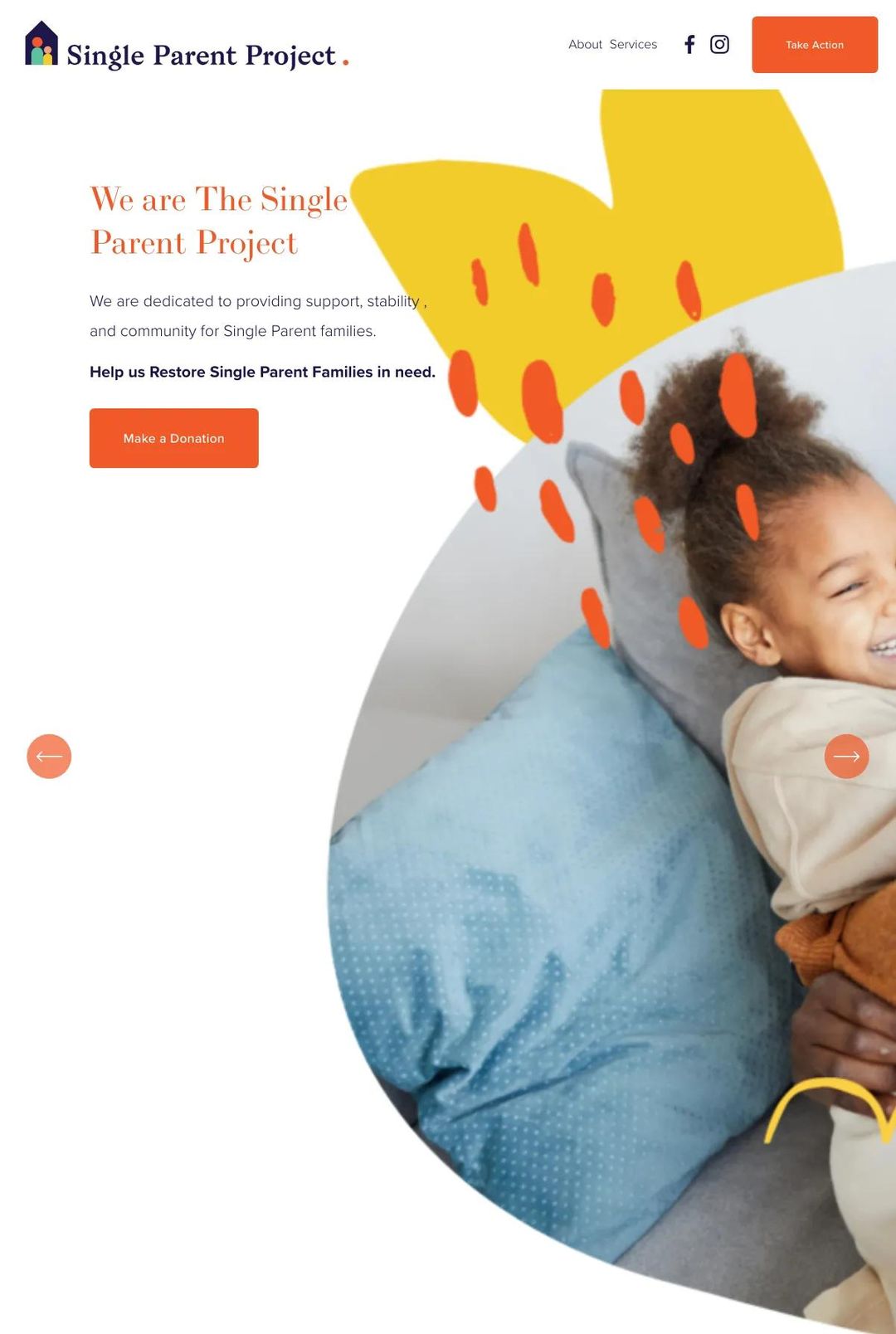 Screenshot 1 of The Single Parent Project (Example Squarespace Nonprofit Website)