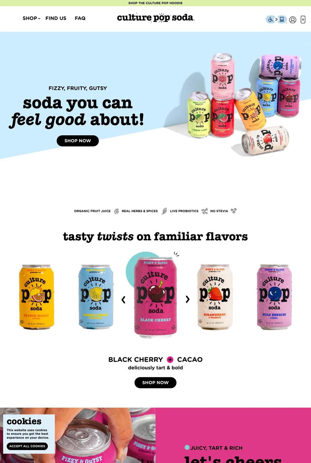 Screenshot 1 of Culture Pop (Example Shopify Food and Beverage Website)