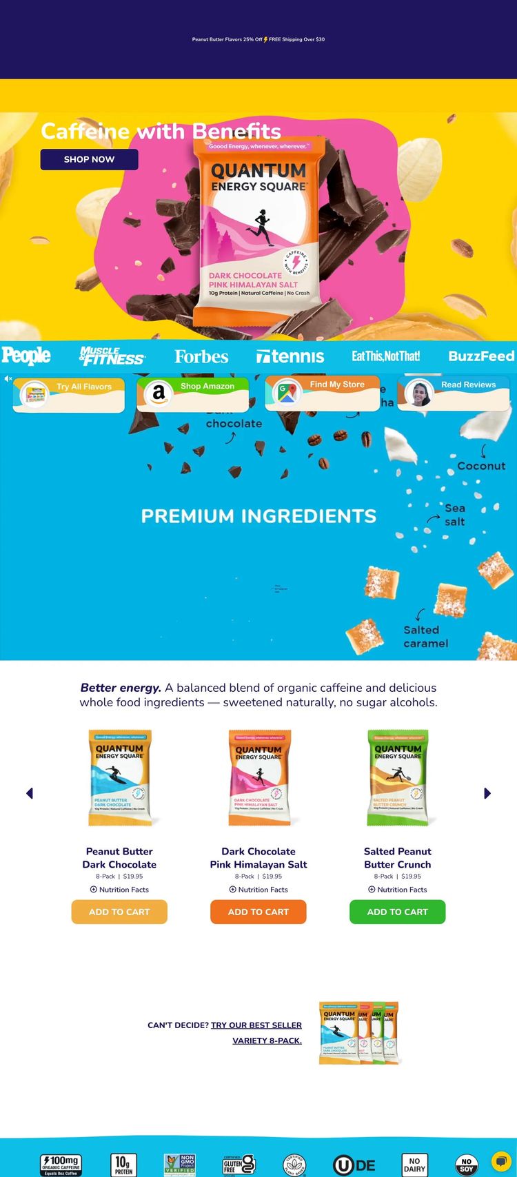 Screenshot 1 of Quantum Energy Squares (Example Shopify Food and Beverage Website)