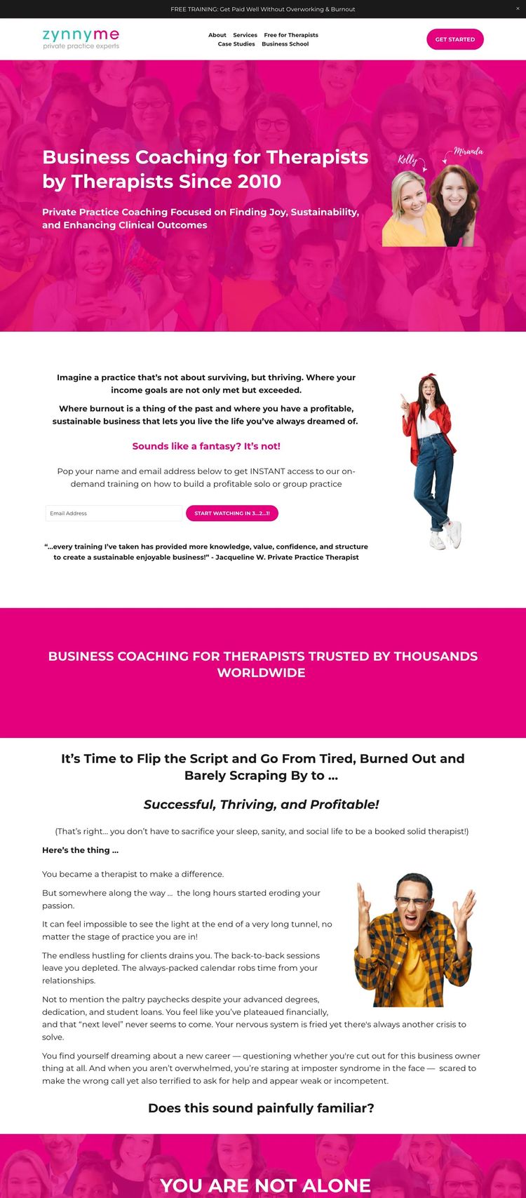 Screenshot 1 of ZynnyMe (Example Squarespace Life/Business Coach Website)