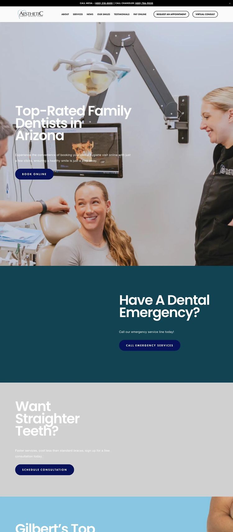 Screenshot 1 of Aesthetic Family Dental Care (Example Squarespace Dentist Website)