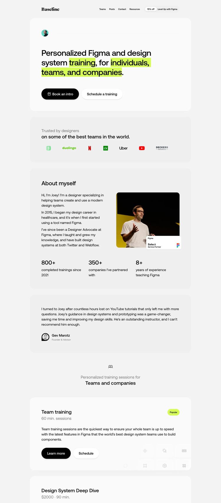 Screenshot 2 of Baselinedesign (Example Framer Design Agency/Studio Website)