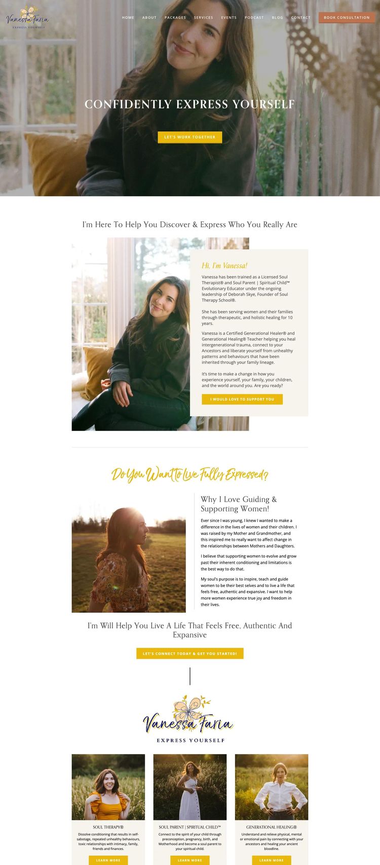 Screenshot 1 of Vanessa Faria (Example Squarespace Therapist Website)