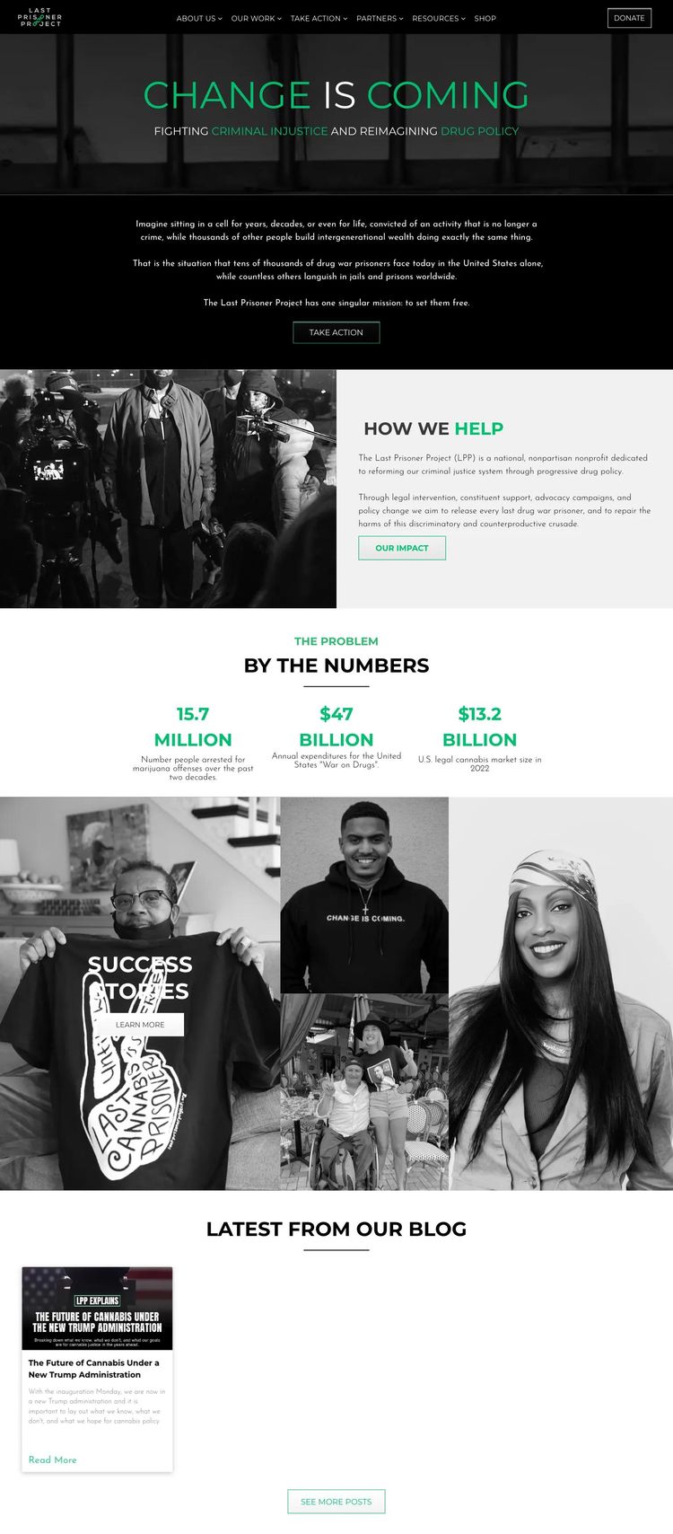 Screenshot 1 of The Last Prisoner Project (Example Duda Nonprofit Organization Website)