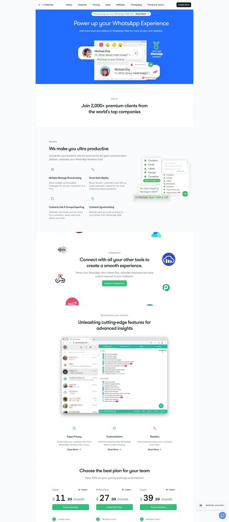 Screenshot 2 of Wawplus (Example Framer Software Development Website)