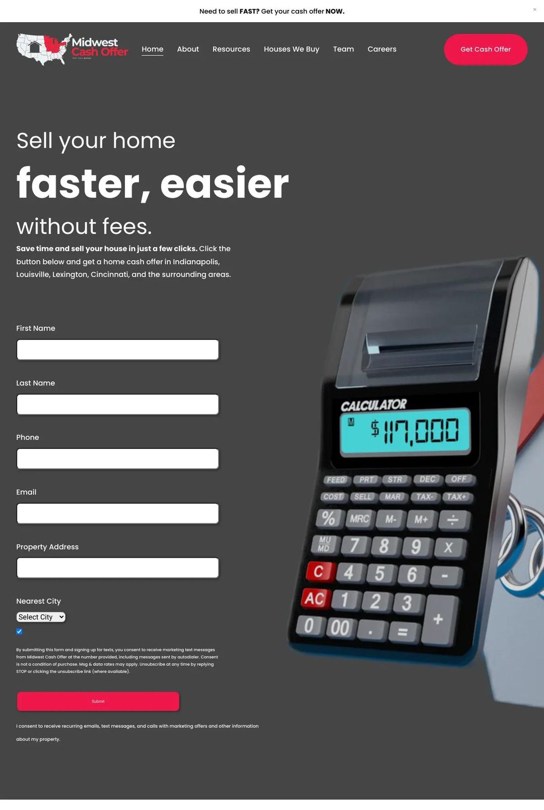 Screenshot 1 of Midwest Cash Offer (Example Squarespace Real Estate Website)