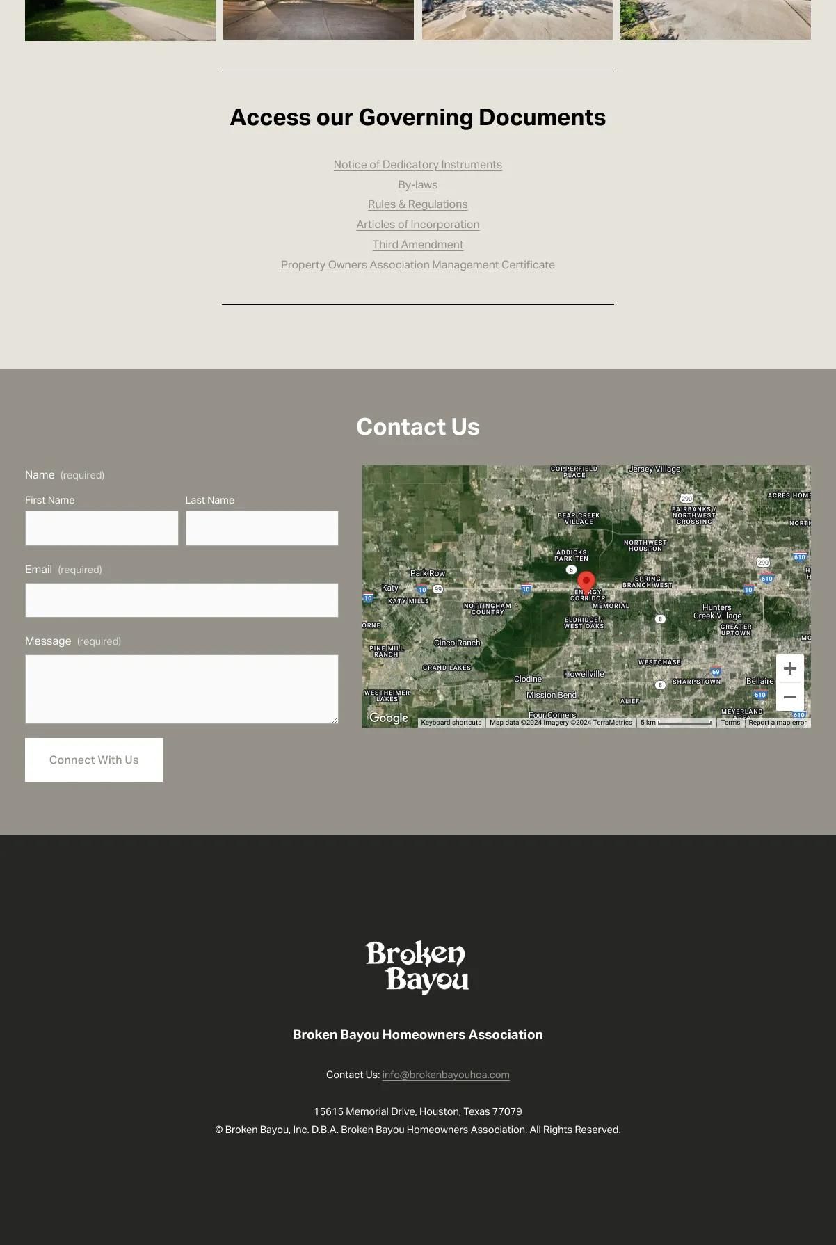 Screenshot 3 of Broken Bayou HOA (Example Squarespace HOA Website)