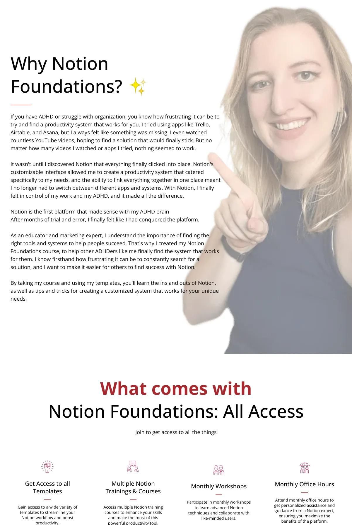 Screenshot 2 of Notion Foundations Course (Example ThriveCart Website)