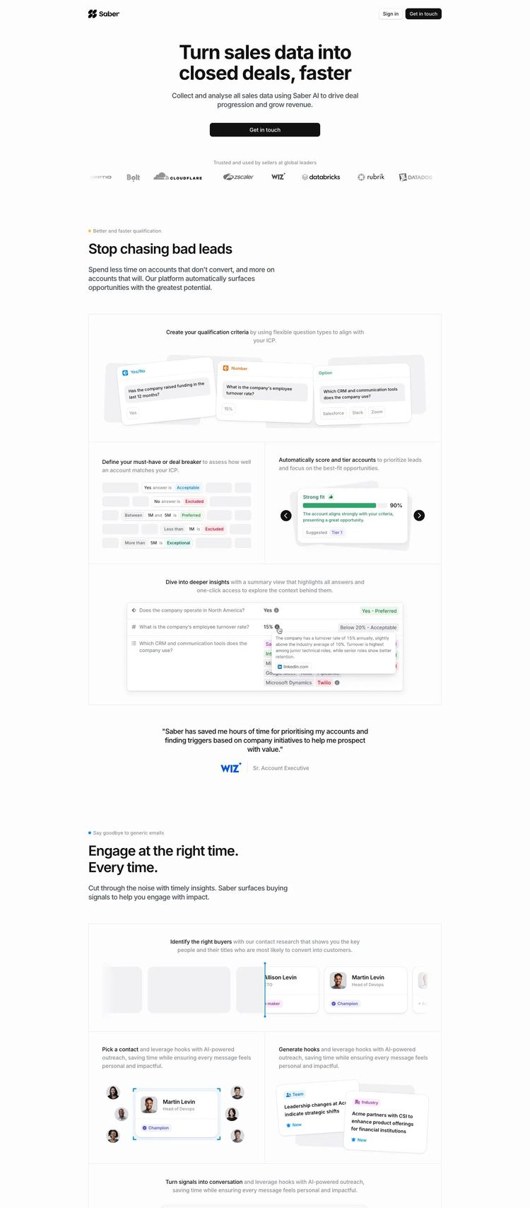 Screenshot 2 of Saber (Example Framer AI and Machine Learning Website)