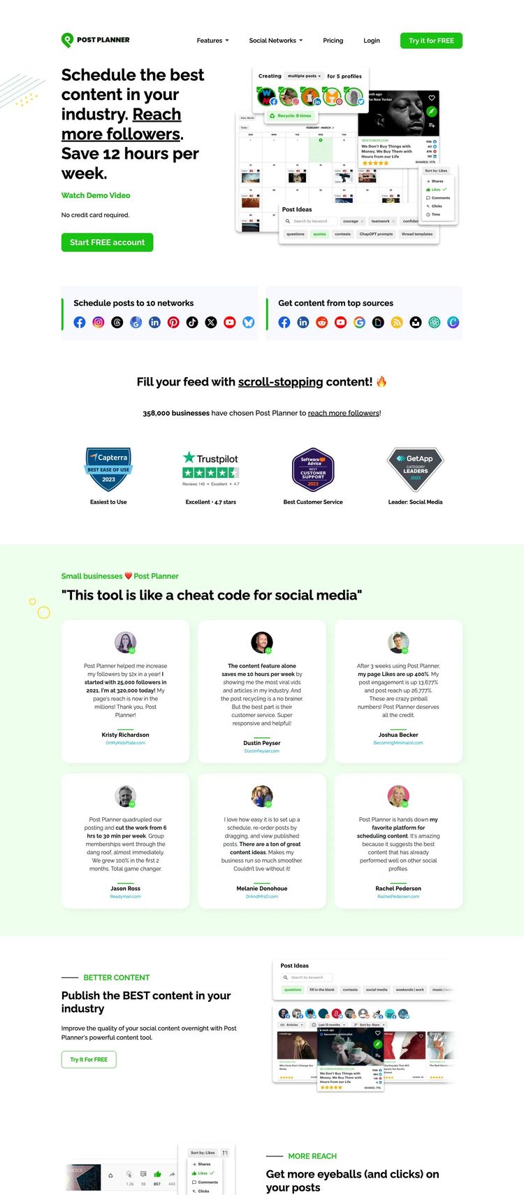 Screenshot 1 of Post Planner (Example HubSpot Marketing Agency Website)