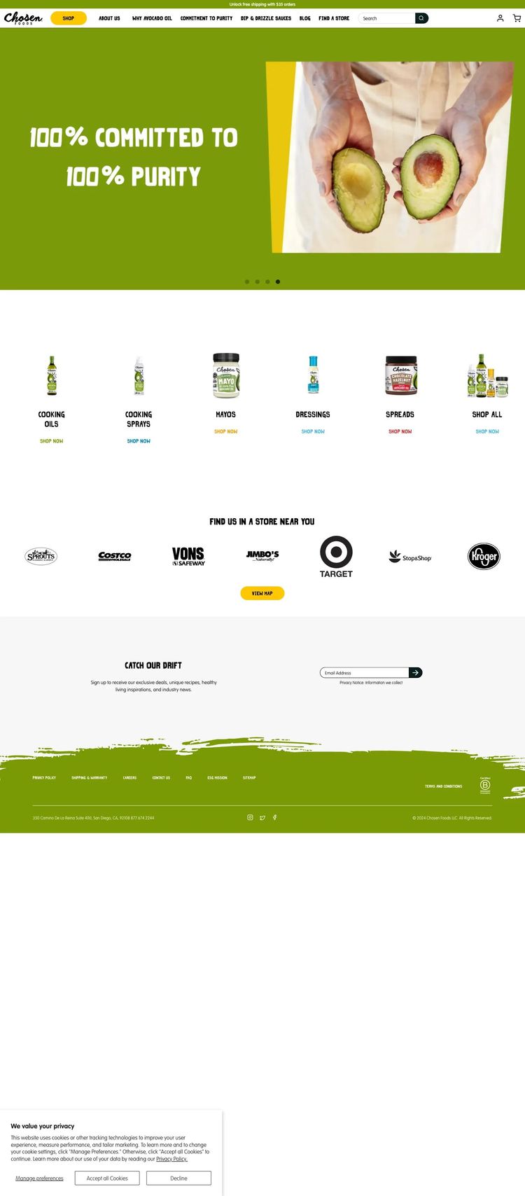 Screenshot 1 of Chosen Foods (Example Shopify Food and Beverage Website)