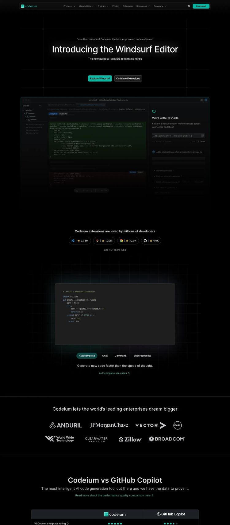 Screenshot 2 of Codeium (Example Next.js AI and Machine Learning Website)