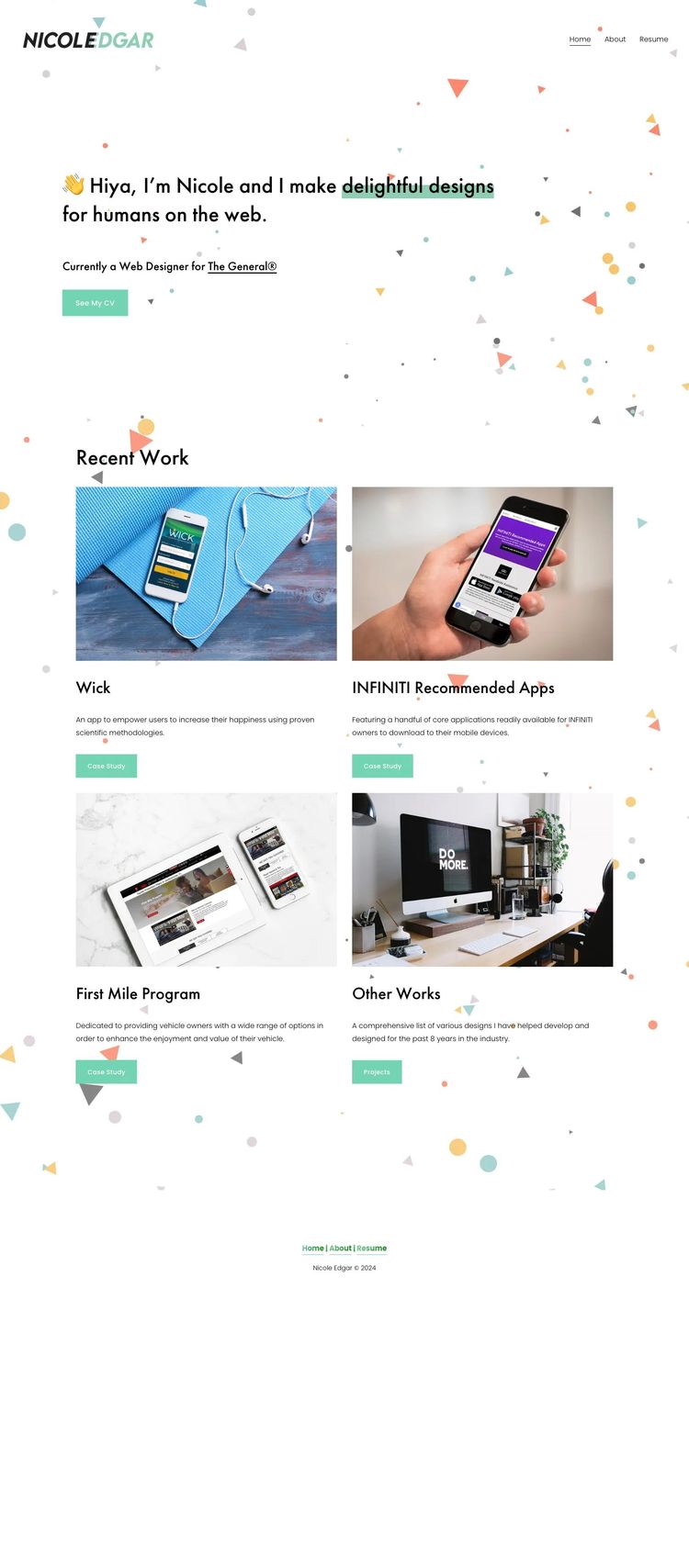 Screenshot 1 of Nicole Edgar (Example Squarespace Resume Website)