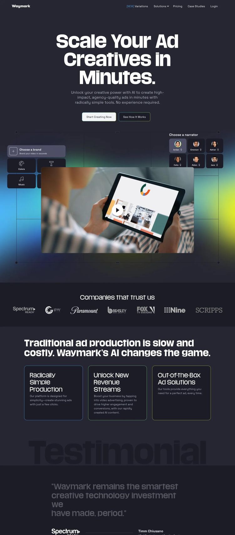 Screenshot 2 of Waymark (Example Squarespace AI and Machine Learning Website)