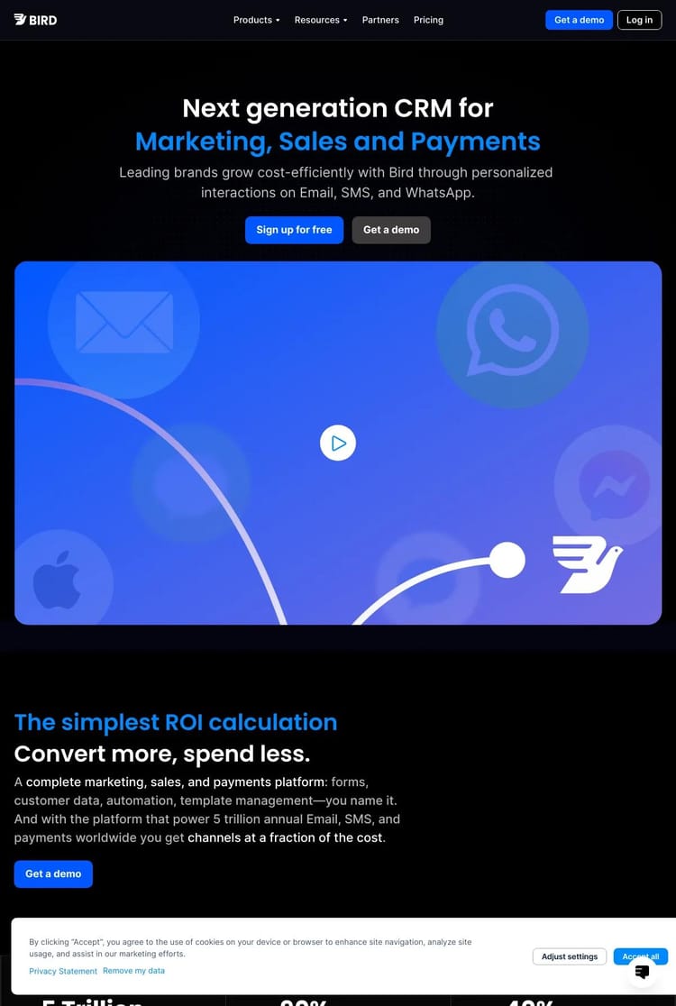 Screenshot 1 of MessageBird (Example Framer Website)