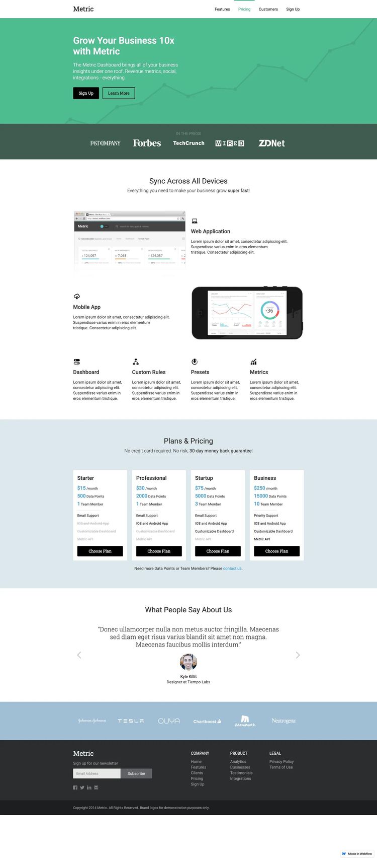 Screenshot 1 of Metric Template