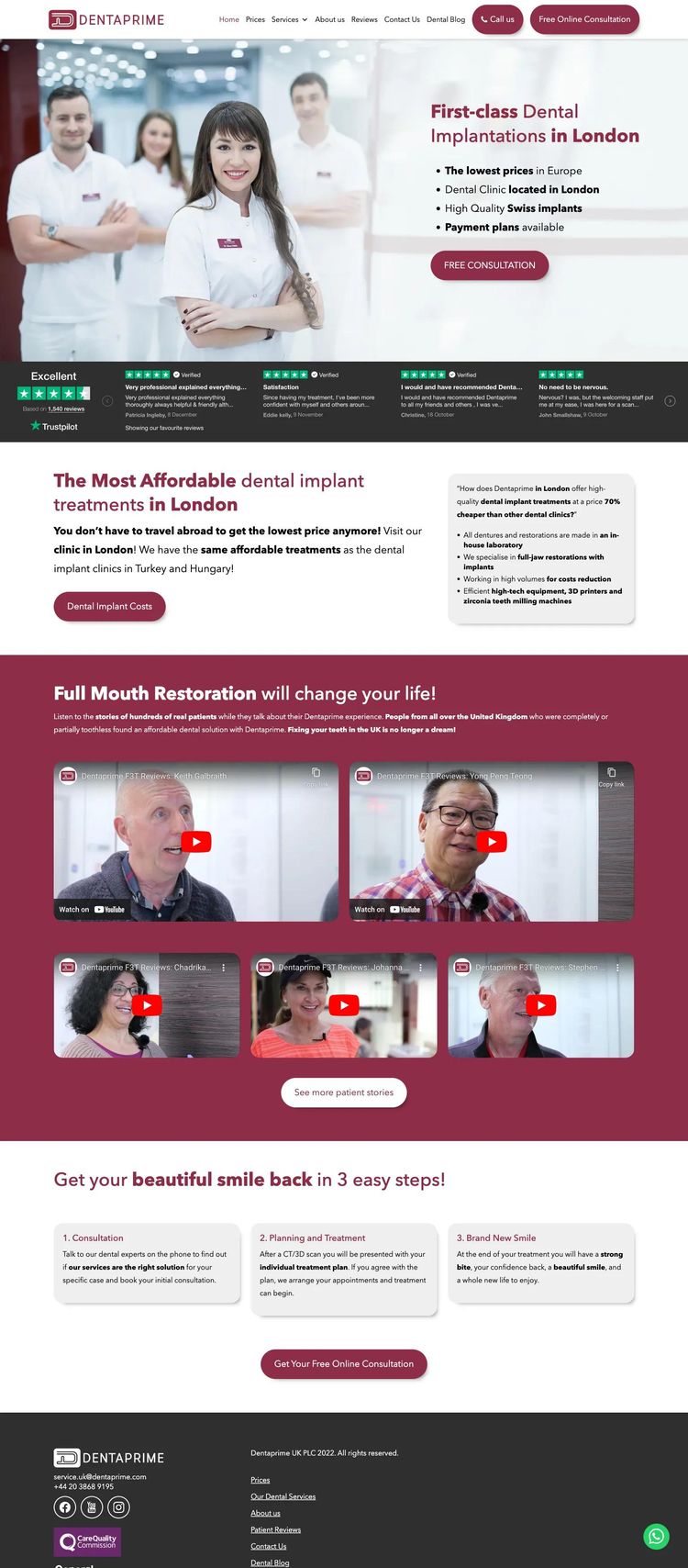 Screenshot 1 of Dentaprime F3T (Example Squarespace Dentist Website)