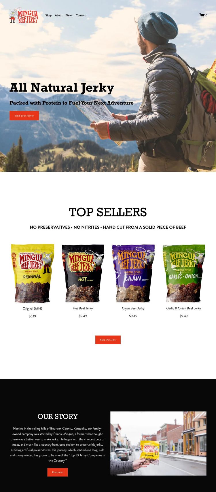 Screenshot 1 of Mingua Beef Jerky (Example Squarespace Ecommerce (General) Website)