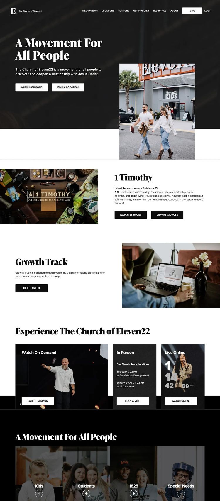 Screenshot 2 of The Church of Eleven22 (Example WordPress Church/Religious Organization Website)