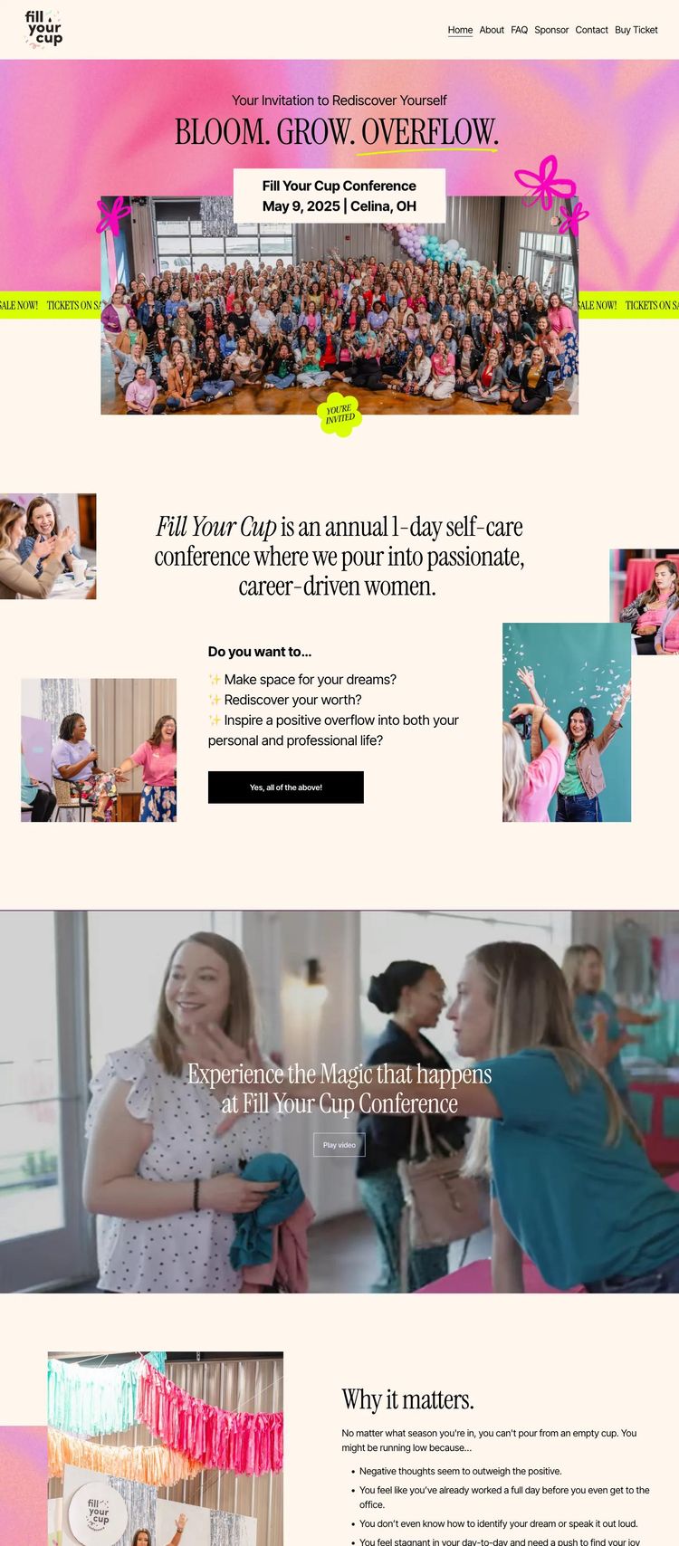 Screenshot 2 of Fill Your Cup Conference (Example Squarespace Conference Website)