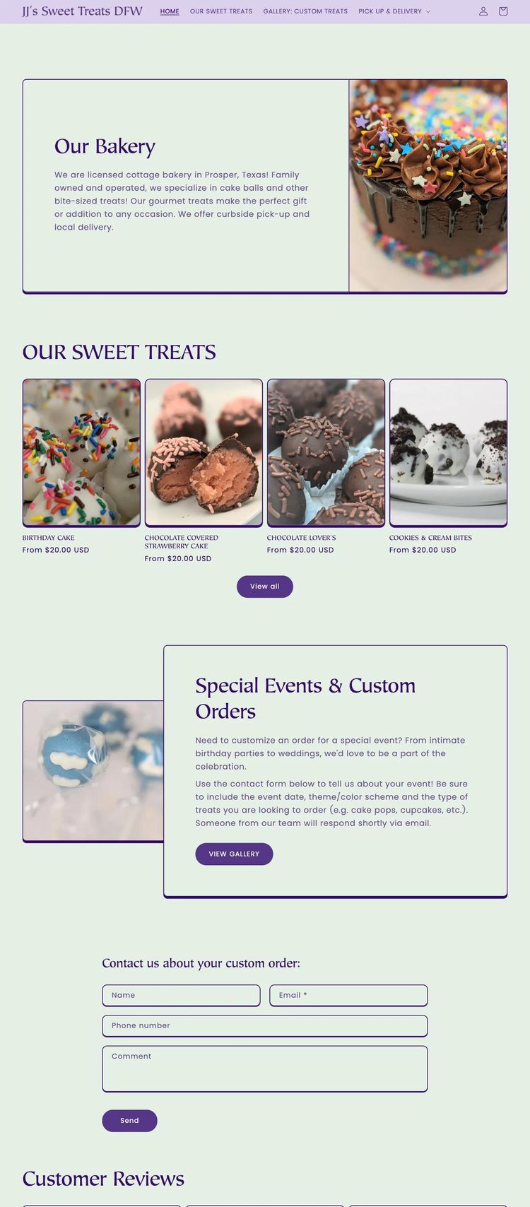 Screenshot 2 of JJ's Sweet Treats DFW (Example Shopify Bakery Website)
