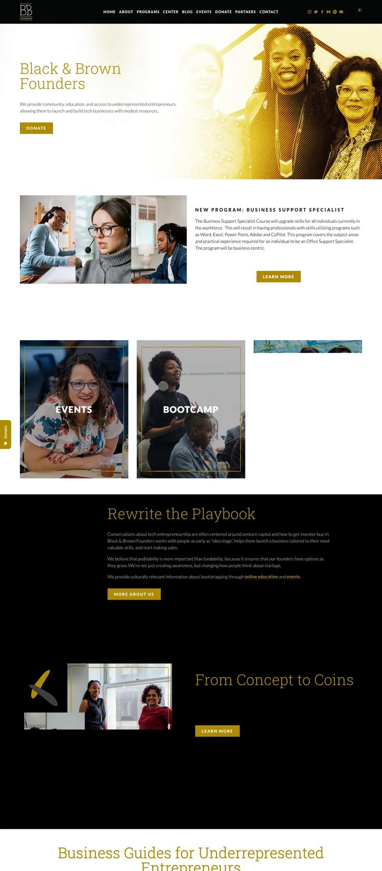 Screenshot 2 of Black & Brown Founders (Example Squarespace Business Consultant Website)