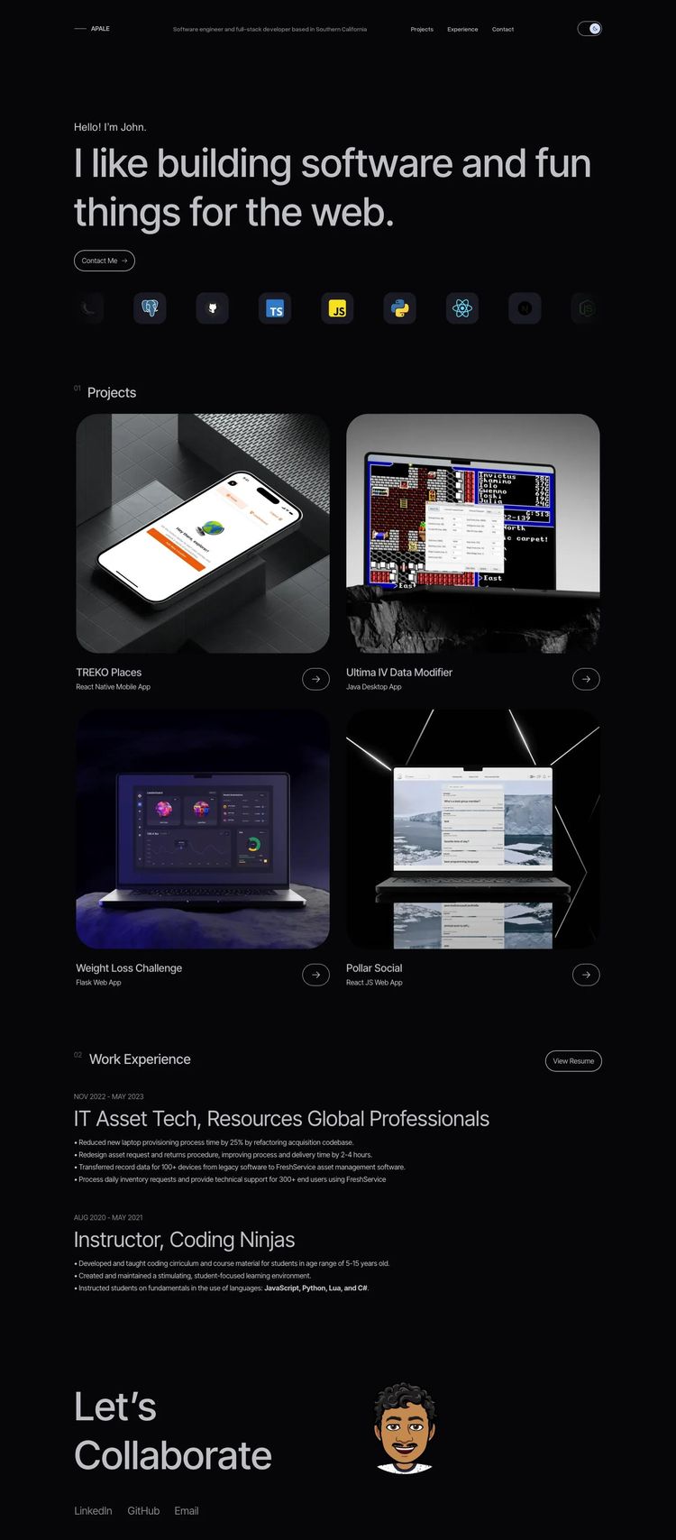 Screenshot 2 of APALE (Example Framer Software Development Website)
