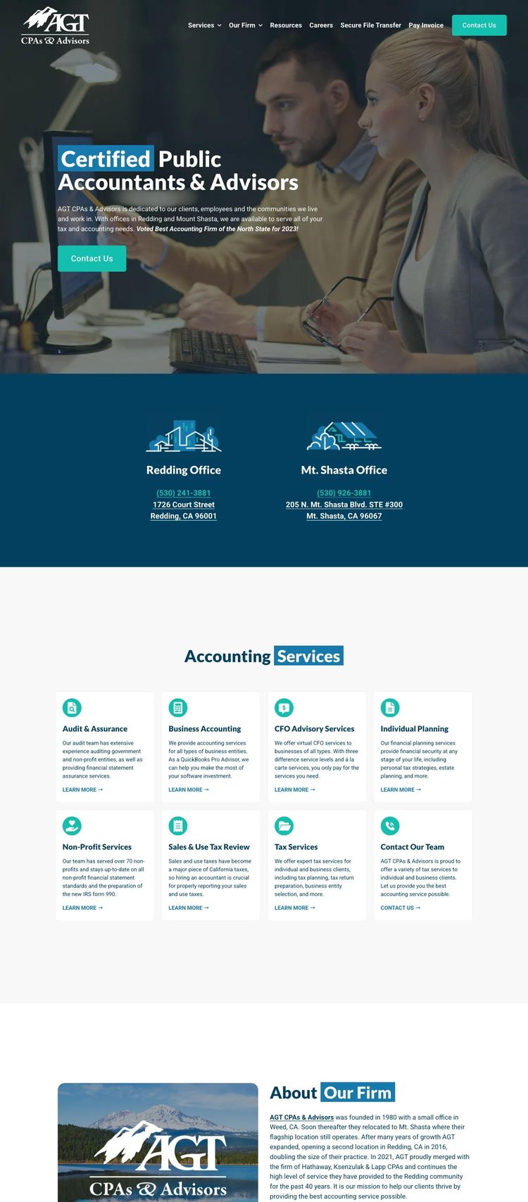 Screenshot 2 of AGT CPAs & Advisors (Example Squarespace Accountant/Tax Services Website)
