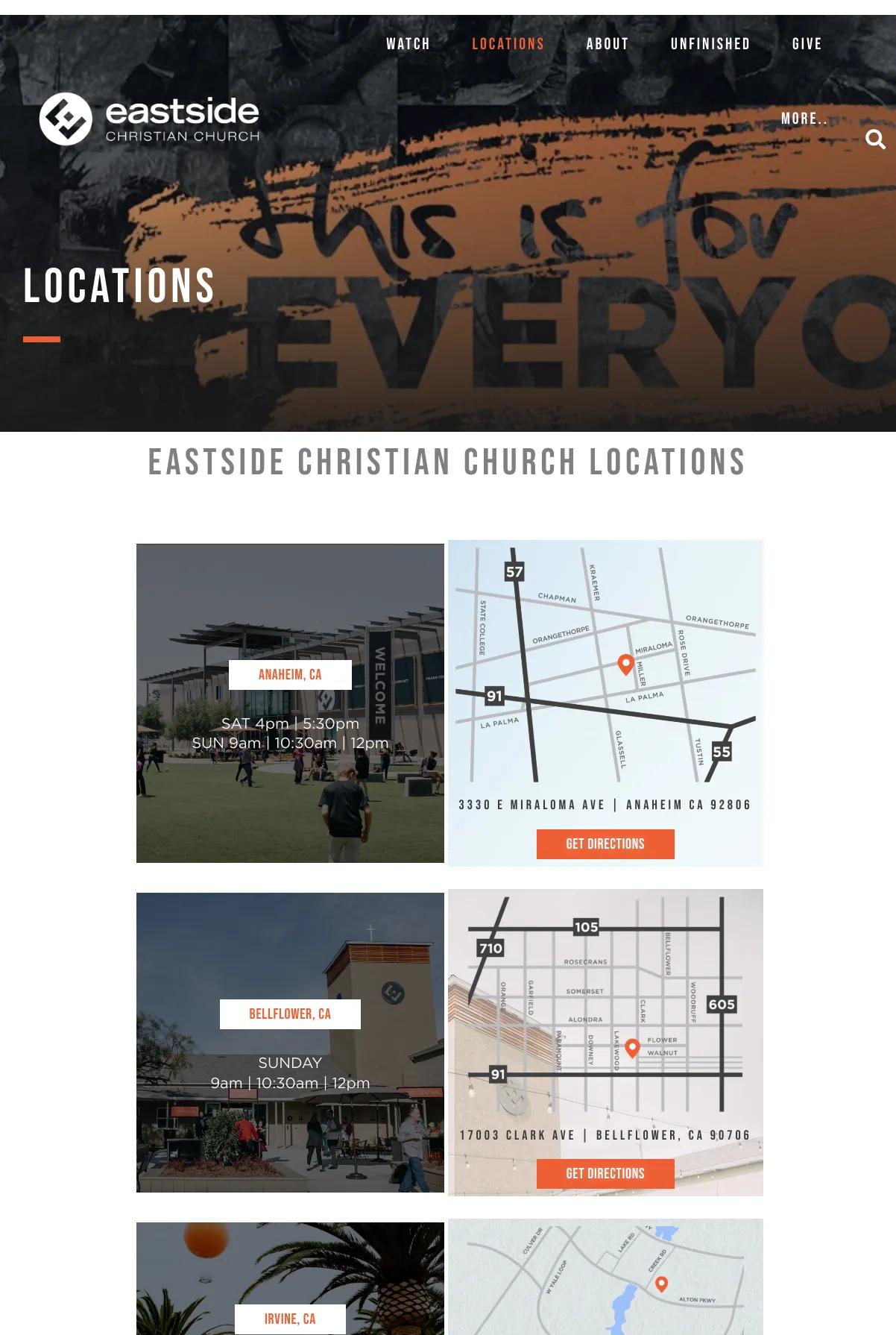Screenshot 2 of Eastside Christian Church in Las Vegas (Example Squarespace Church Website)