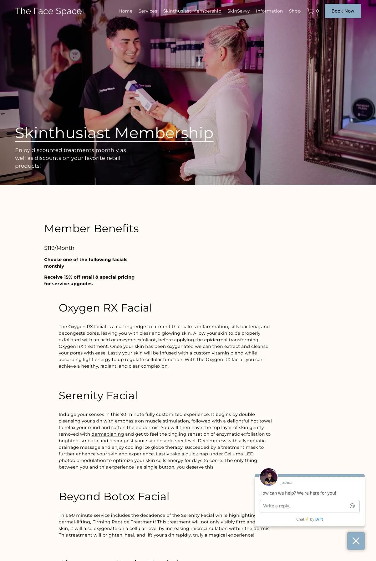 Screenshot 3 of The Face Space (Example Squarespace Esthetician Website)