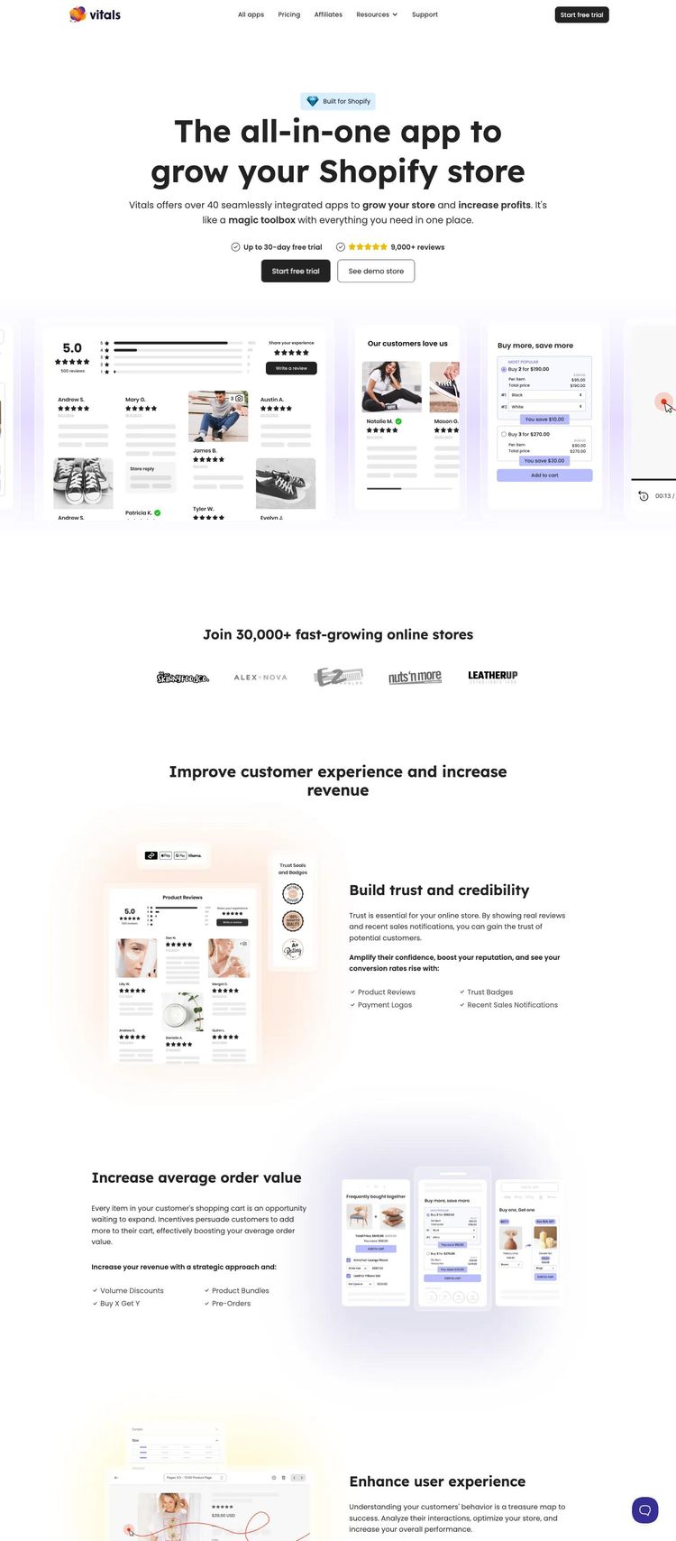 Screenshot 2 of Vitals (Example Webflow Mobile App Website)