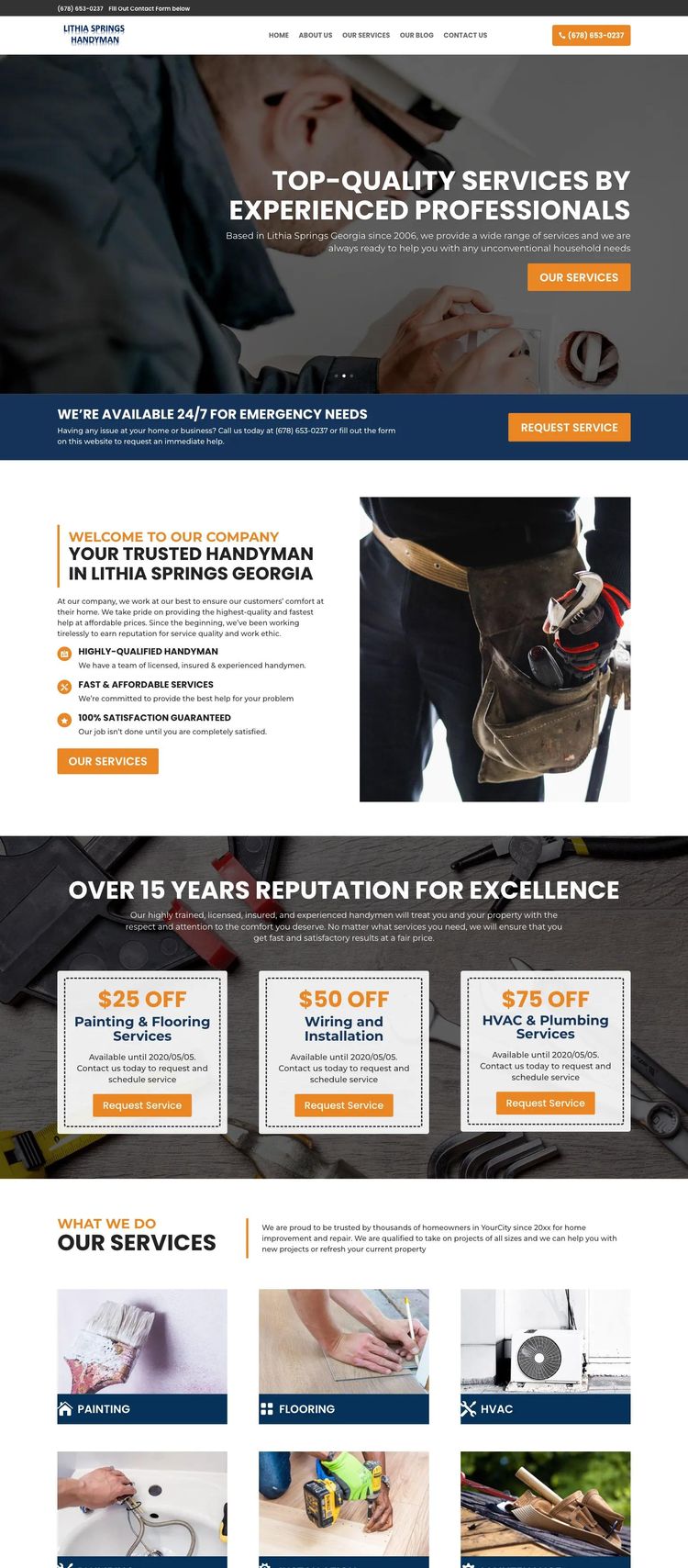 Screenshot 2 of Lithia Springs Handyman (Example WordPress Handyman Website)