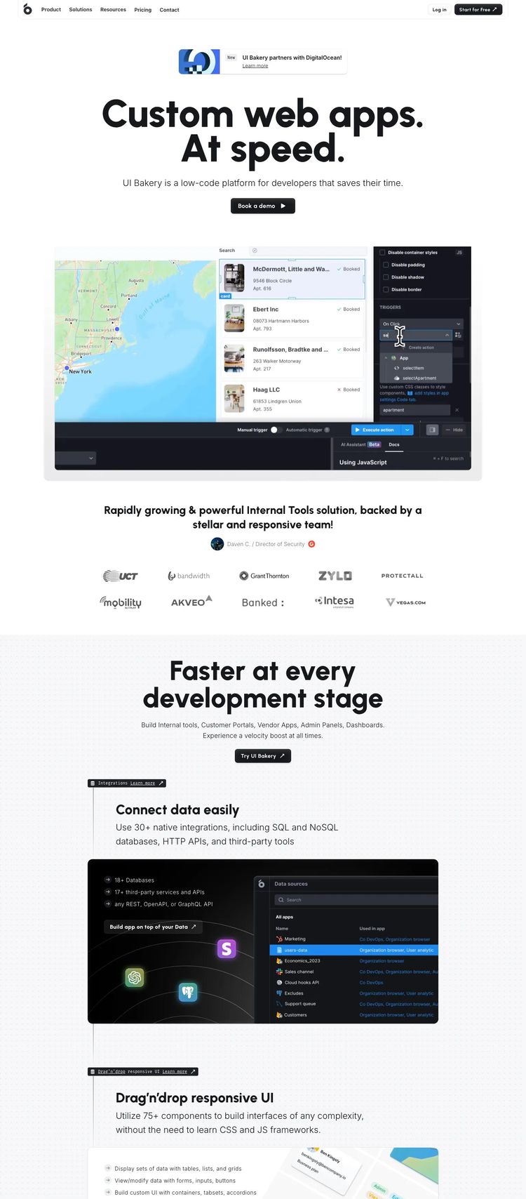 Screenshot 1 of UI Bakery (Example Webflow SaaS Website)
