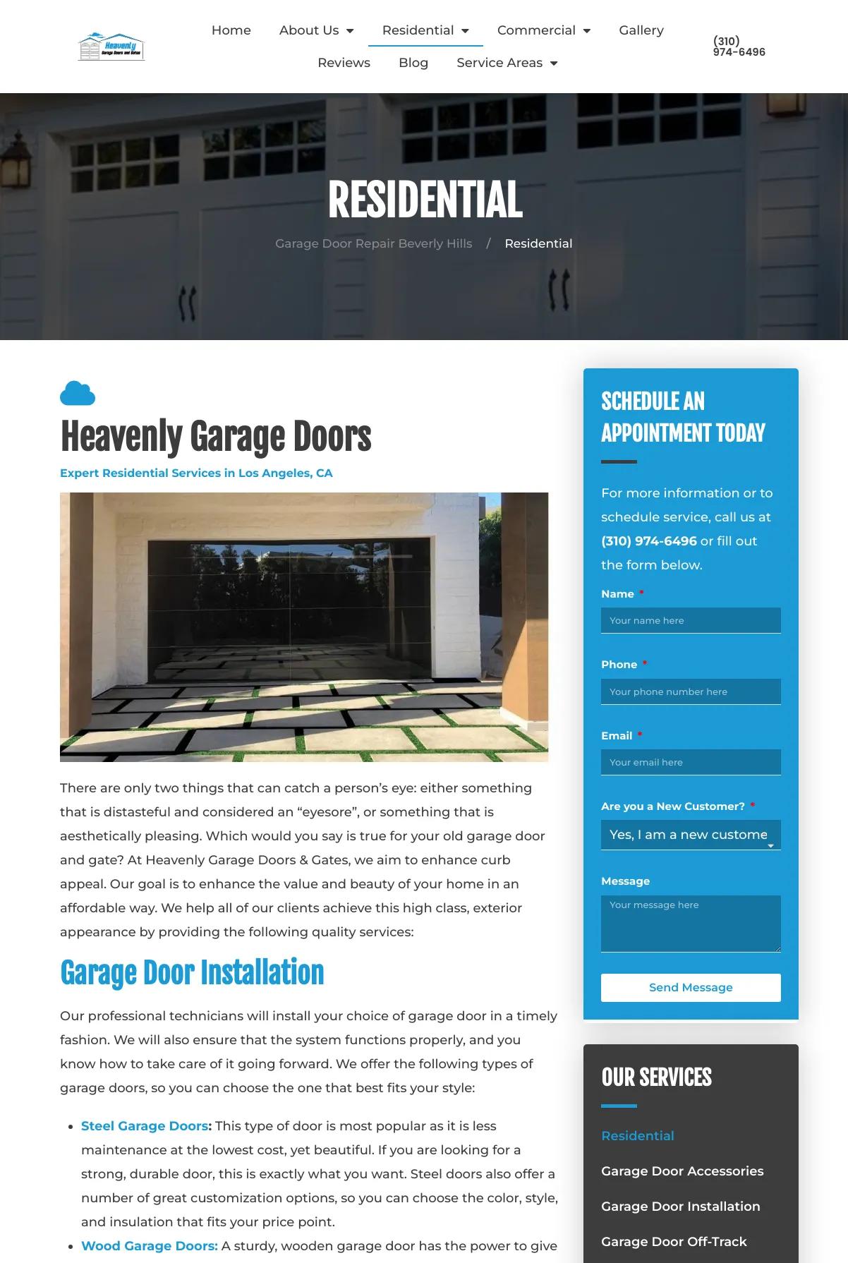 Screenshot 2 of Heavenly Garage Doors & Gates (Example Duda Website)