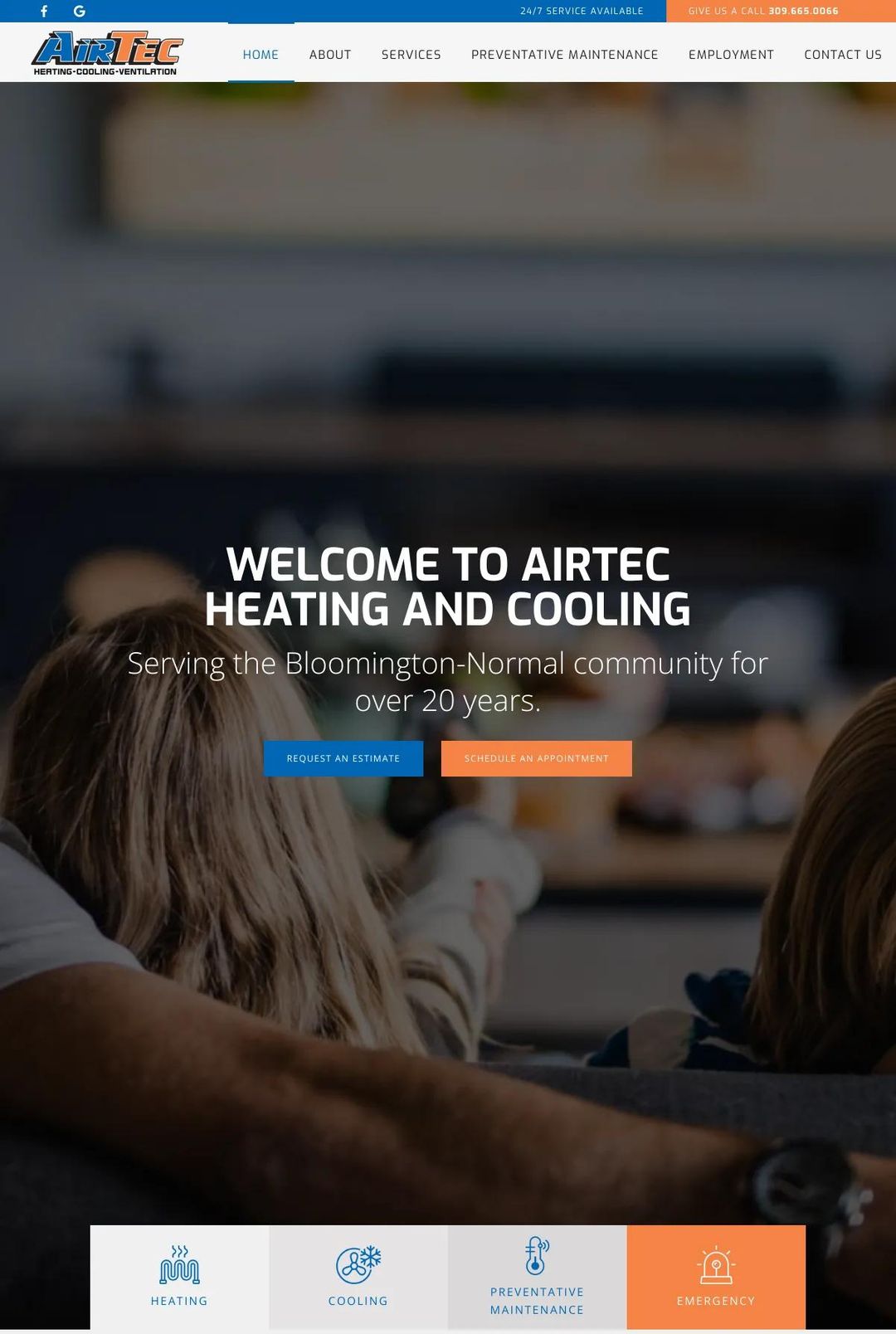 Screenshot 1 of AirTec (Example Webflow HVAC Website)