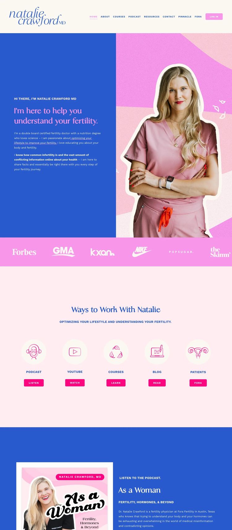 Screenshot 1 of Natalie Crawford MD (Example Squarespace Medical Practice Website)