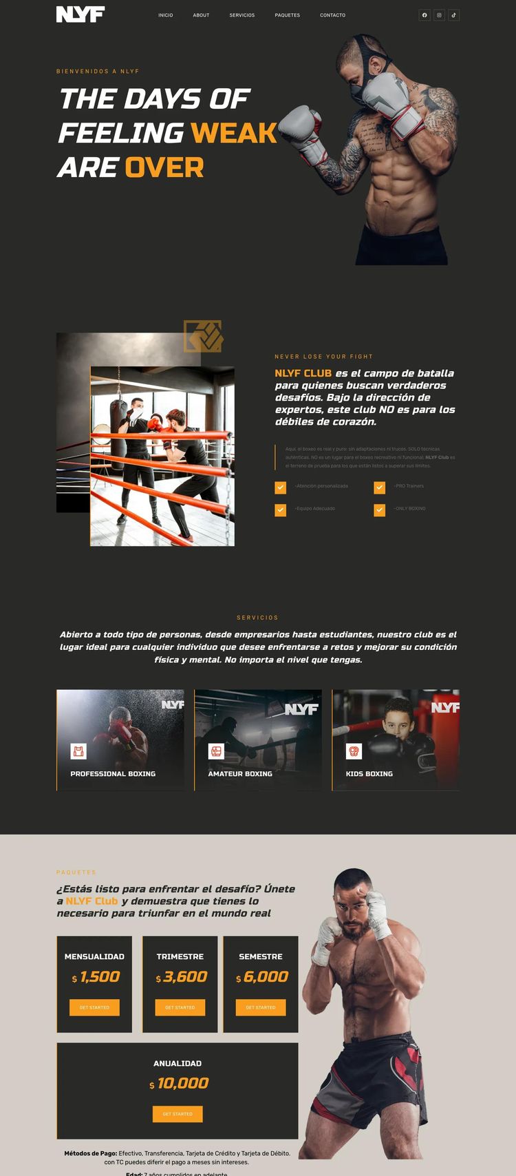 Screenshot 2 of NLYF Club (Example WordPress Fitness Website)