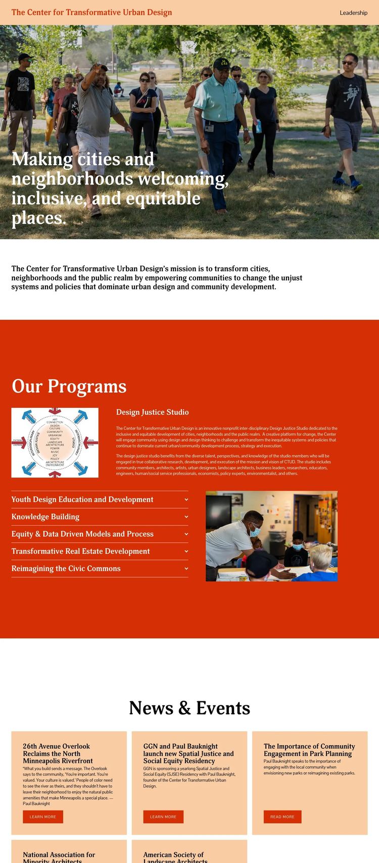 Screenshot 2 of Center for Transformative Urban Design Leadership (Example Squarespace Nonprofit Organization Website)