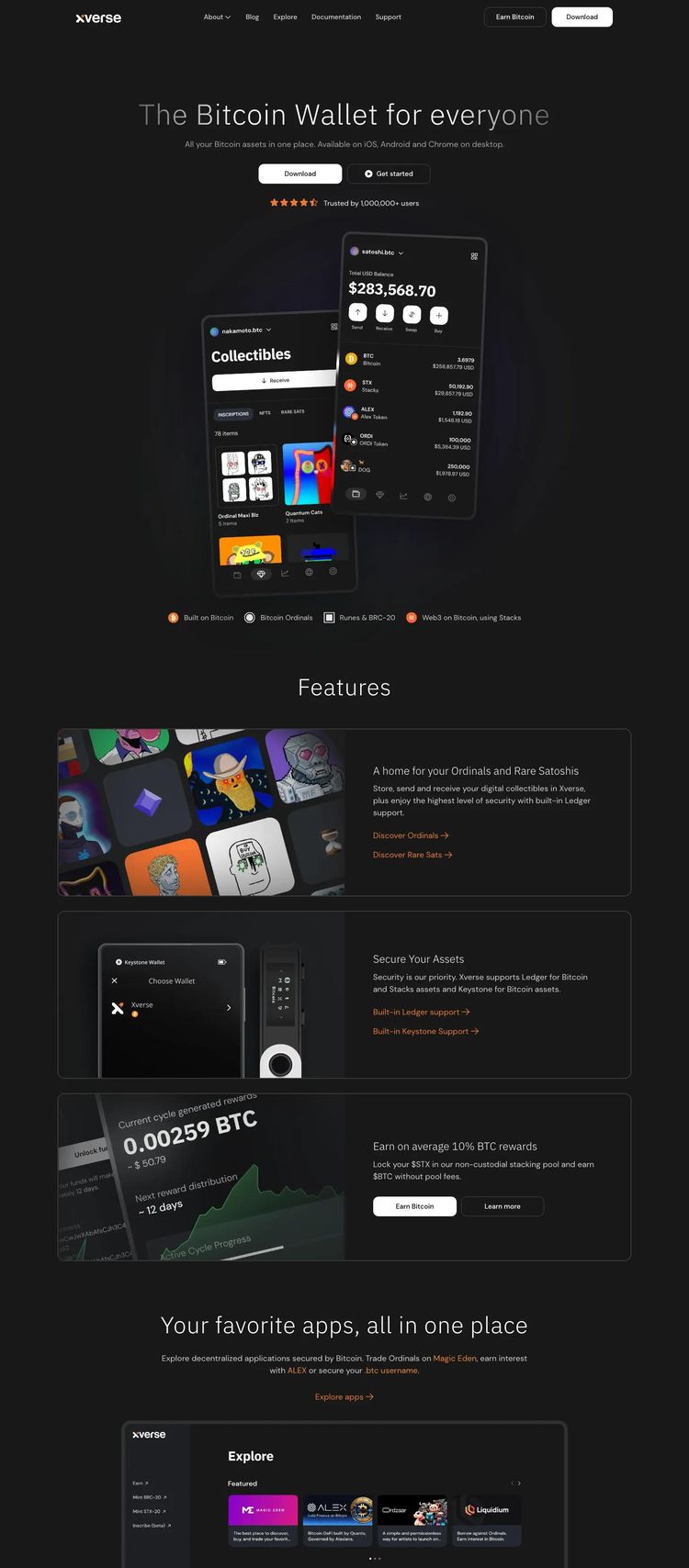 Screenshot 2 of Xverse (Example Webflow Cryptocurrency Website)