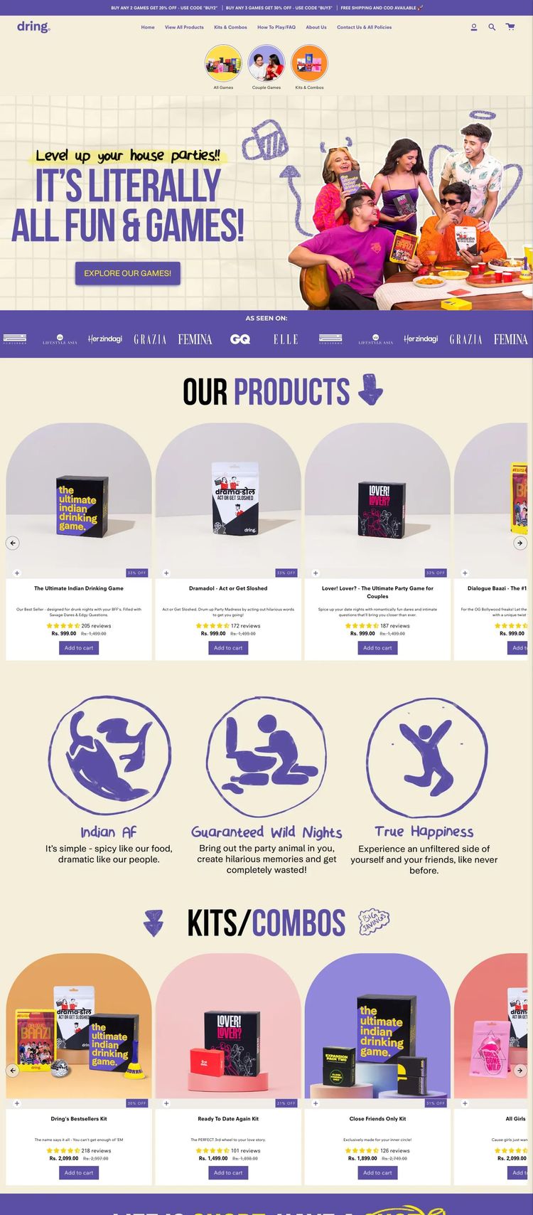 Screenshot 2 of Dring (Example Shopify Gaming and Interactive Website)