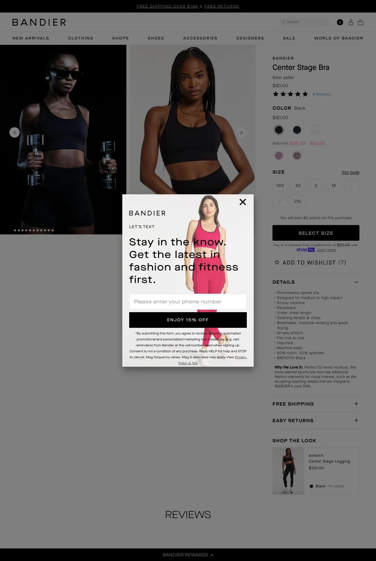 Screenshot 3 of Bandier (Example Shopify Clothing Website)