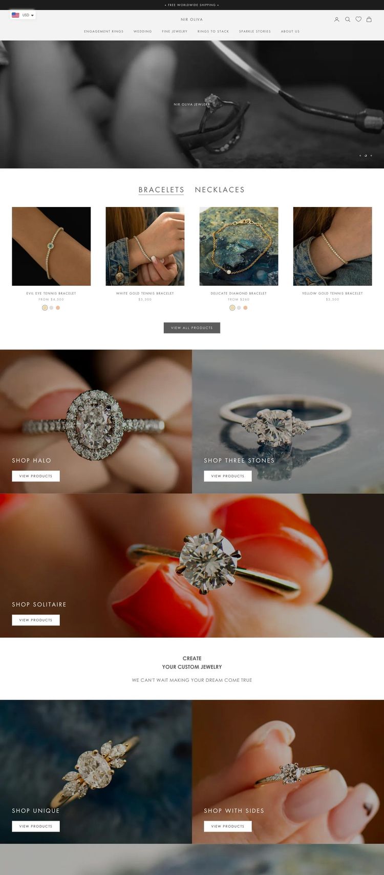 Screenshot 1 of Nir Oliva (Example Shopify Jewelry Website)