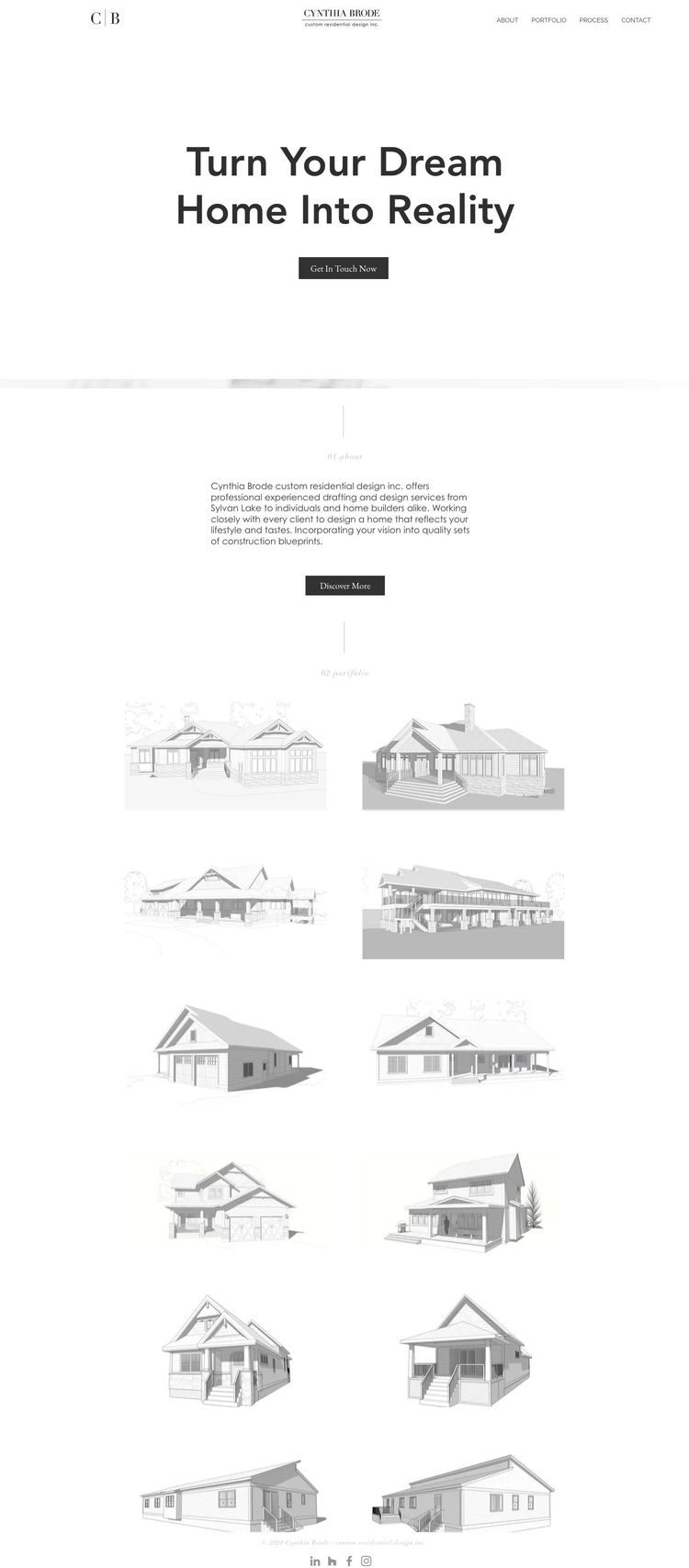 Screenshot 2 of Cynthia Brode custom residential design (Example Wix Architect Website)