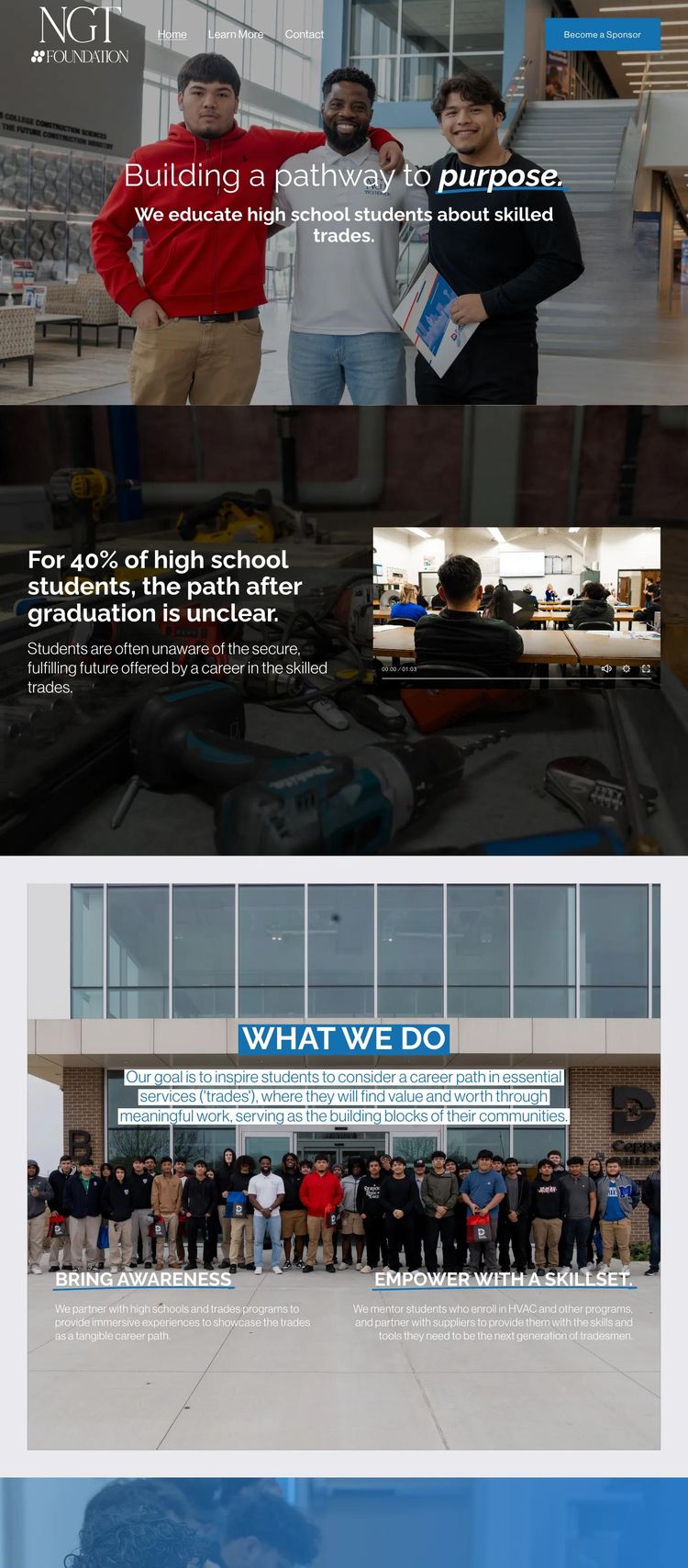 Screenshot 2 of Next Generation of Tradesmen Foundation (Example Squarespace Nonprofit Organization Website)